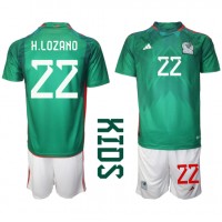 Billiga Mexiko Hirving Lozano #22 Barnkläder Hemma fotbollskläder till baby VM 2022 Kortärmad (+ Korta byxor)
